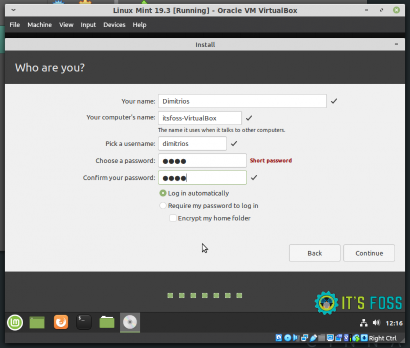 Finalize Linux Mint installation in virtual box