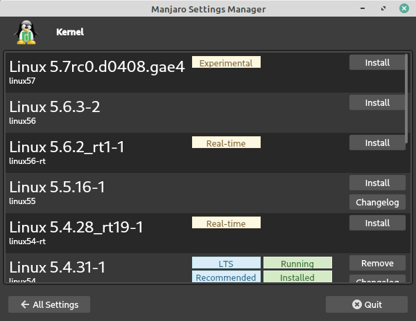 Manjaro Kernel Switch