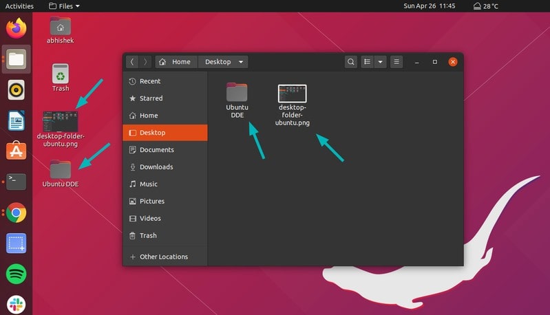 Adding Files Desktop Screen Ubuntu