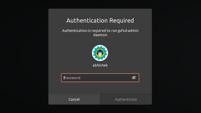 Authentication Pop Up Ubuntu