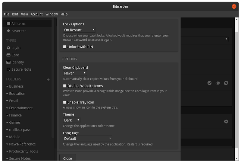 Bitwarden Settings