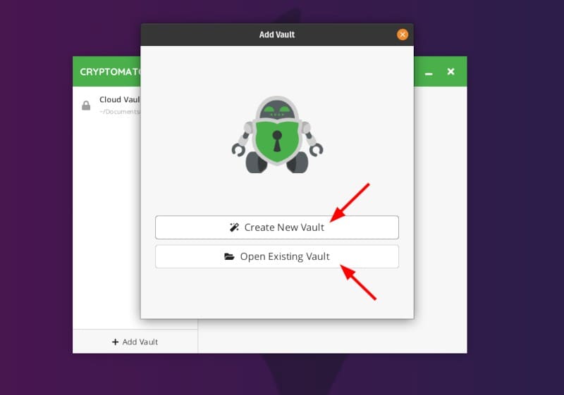 Cryptomator Create Open Vault