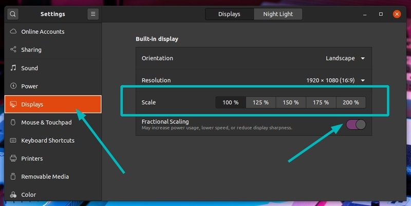 Fractional Scaling in Ubuntu 20.04