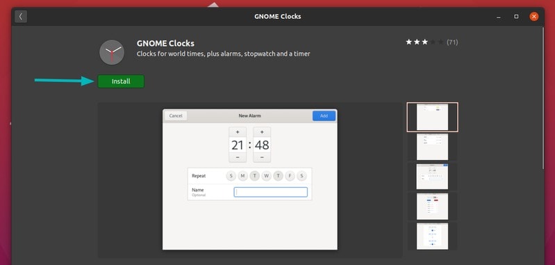 Gnome Clocks in Ubuntu Software Center