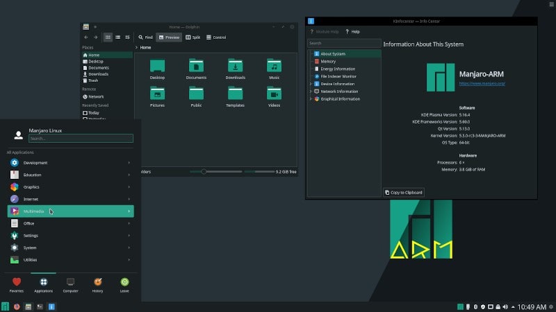 a screenshot of manjaro arm