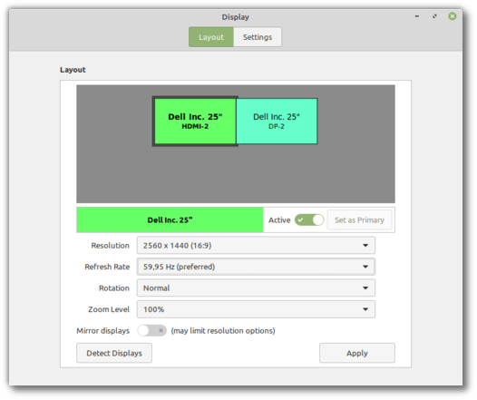 Monitor Display Linux Mint 20