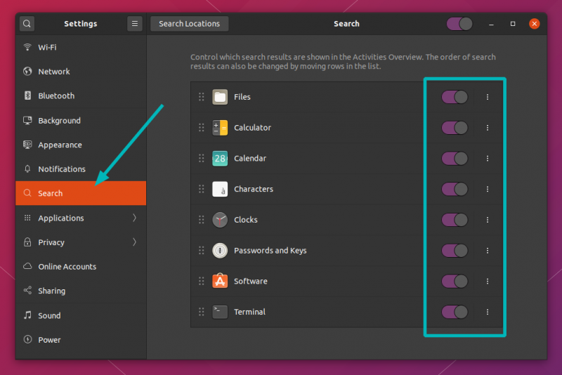 Search Settings Control Ubuntu