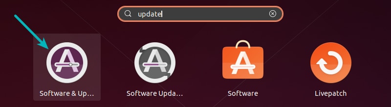 Software & Updates Settings Ubuntu in 20.04