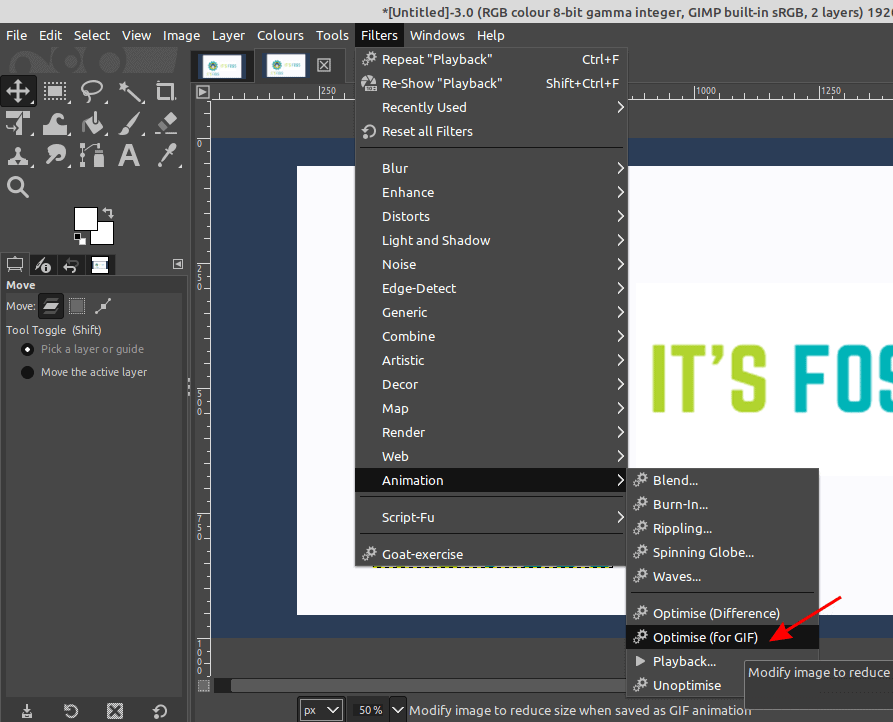 Creating GIF in GIMP