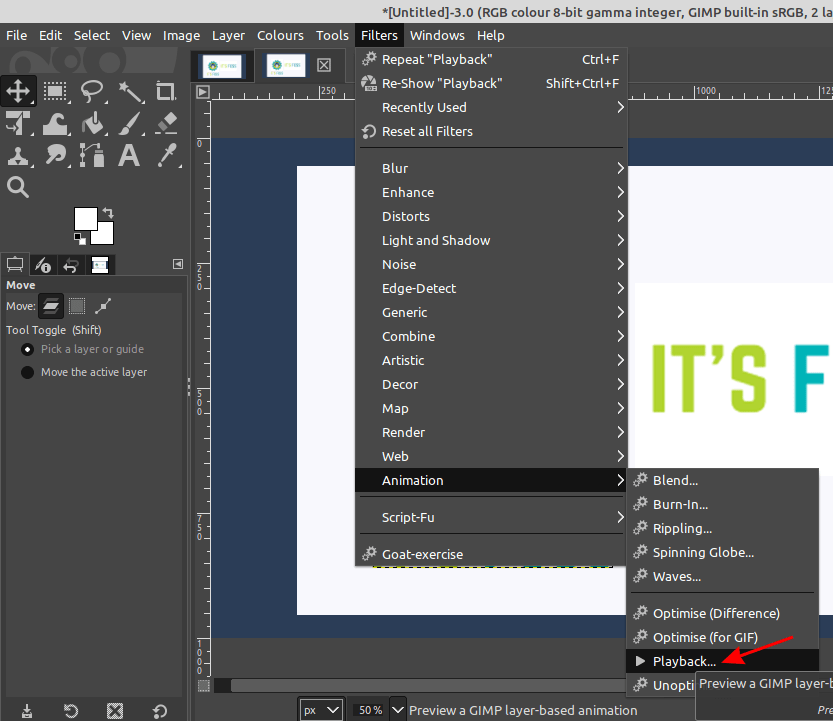 Make GIF in GIMP