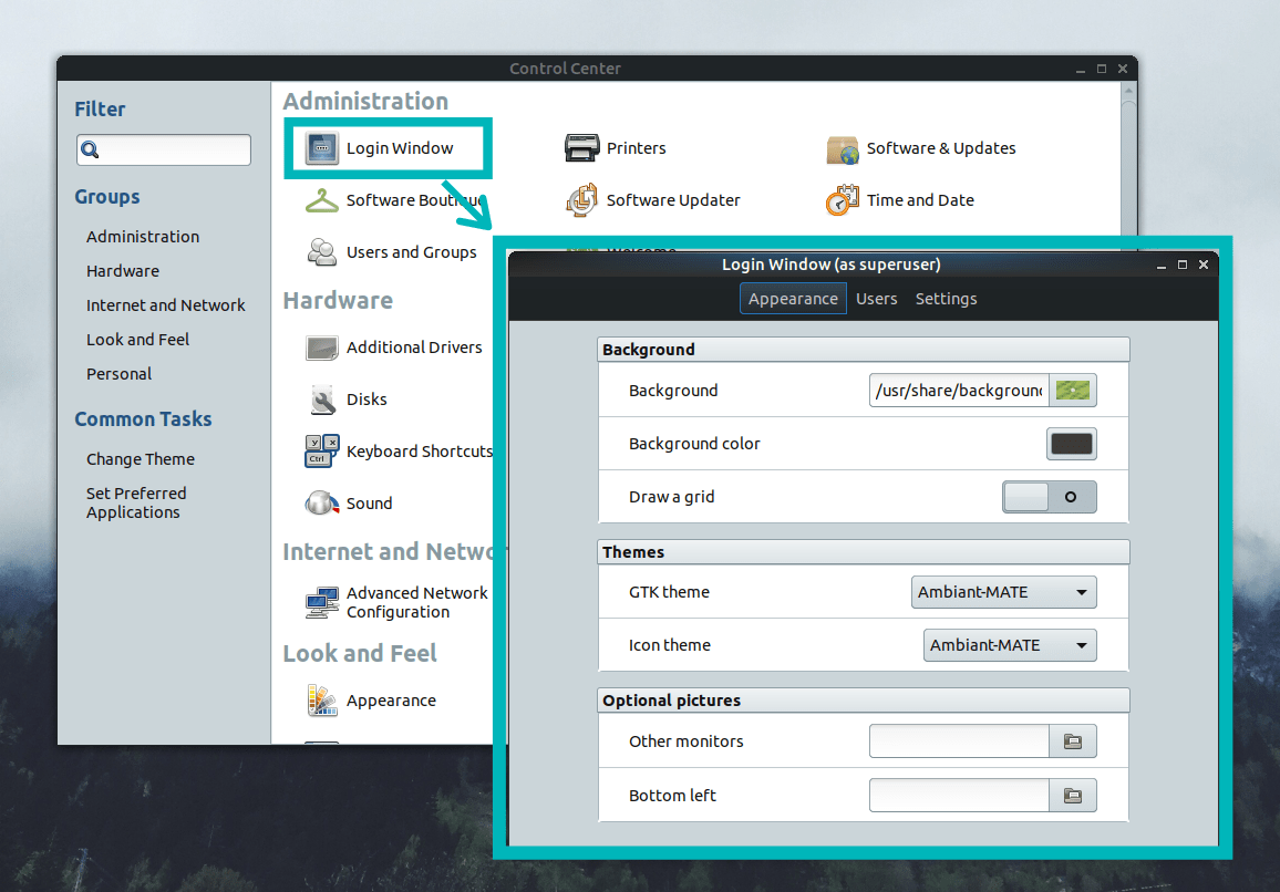 Lightdm Login Window Settings