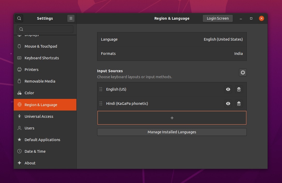 Ubuntu Language Settings