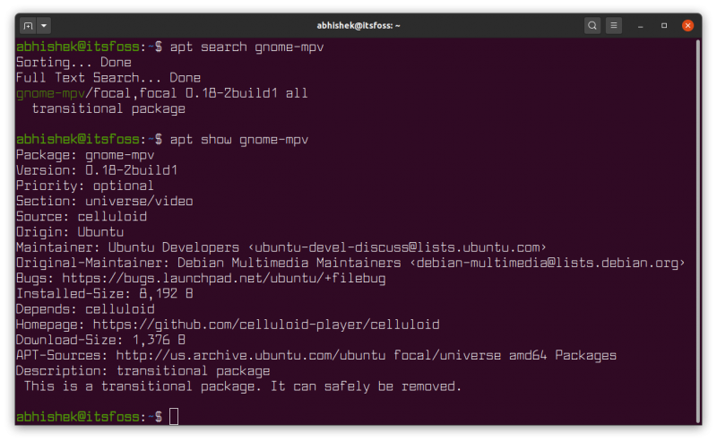 Apt Search and Apt Show Commands Example