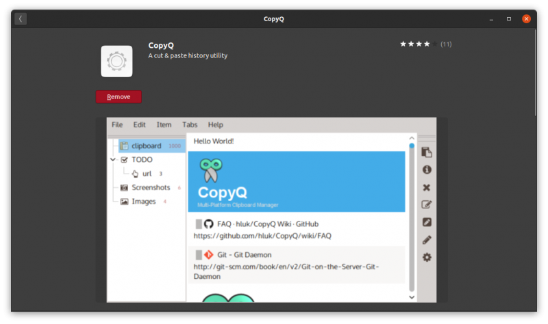 CopyQ Software Center