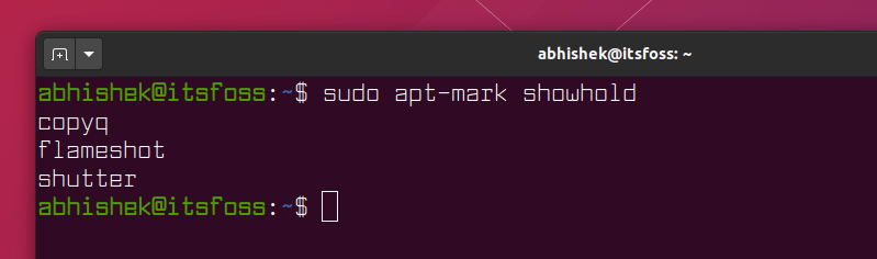 show all hold packages in Ubuntu using apt-mark