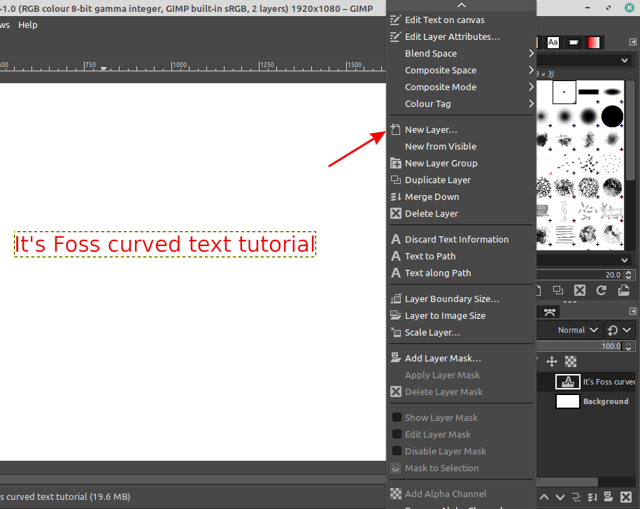 Create new layer in GIMP