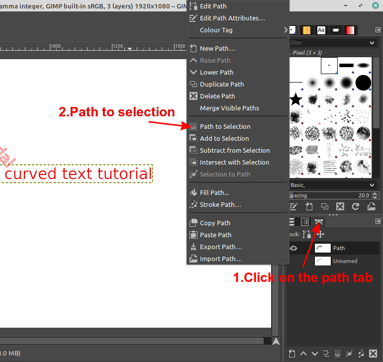 Use Path To Selection in GIMP