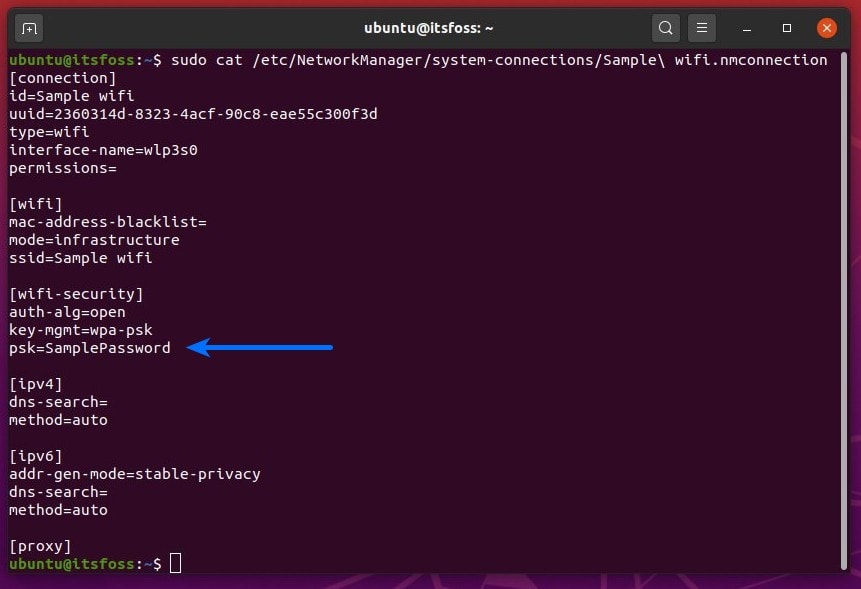 Ubuntu check Wifi Password in terminal