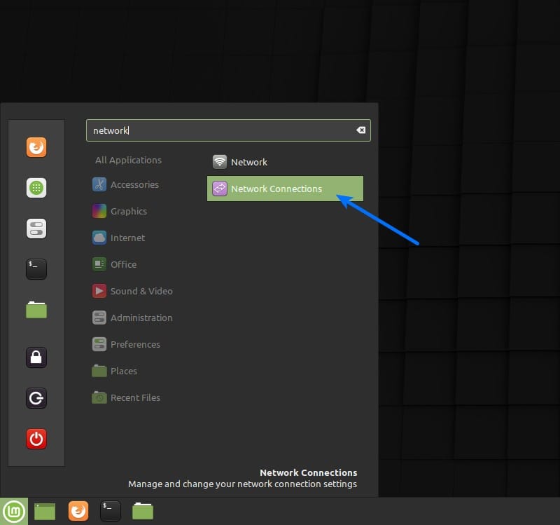 Show network connections in Linux Mint