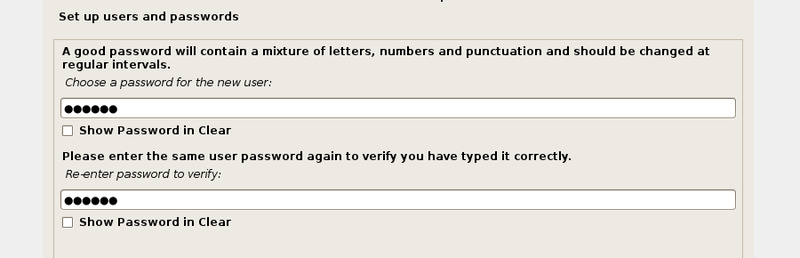 Debian Password For New User