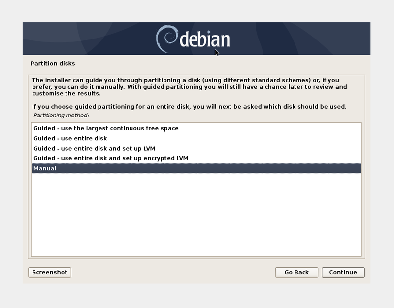 Debian Select Install Type