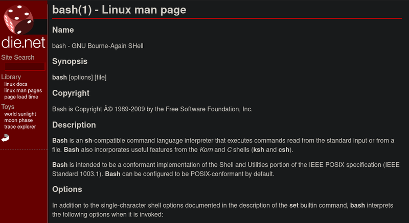 Bash Linux Man Page