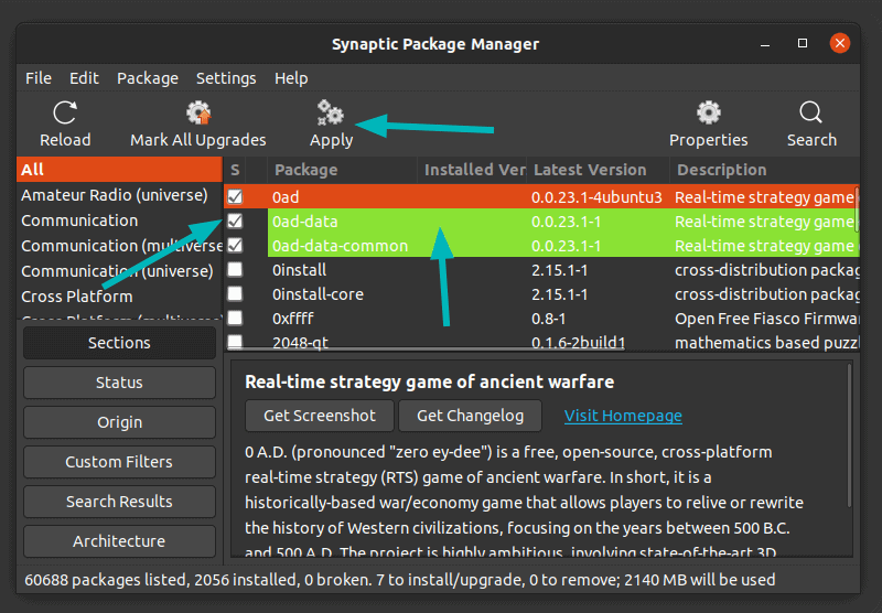 Install Packages via Synaptic