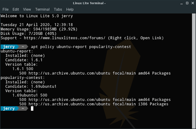 Linux Lite 5 Telemetry