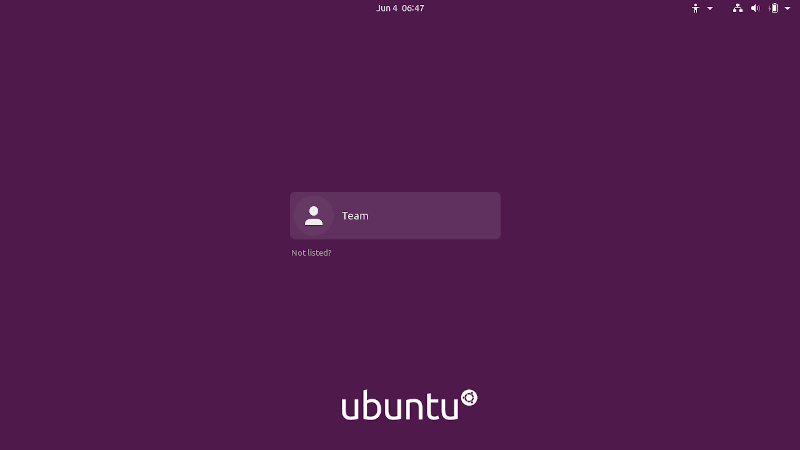 Login Screen Screenshot in Ubuntu
