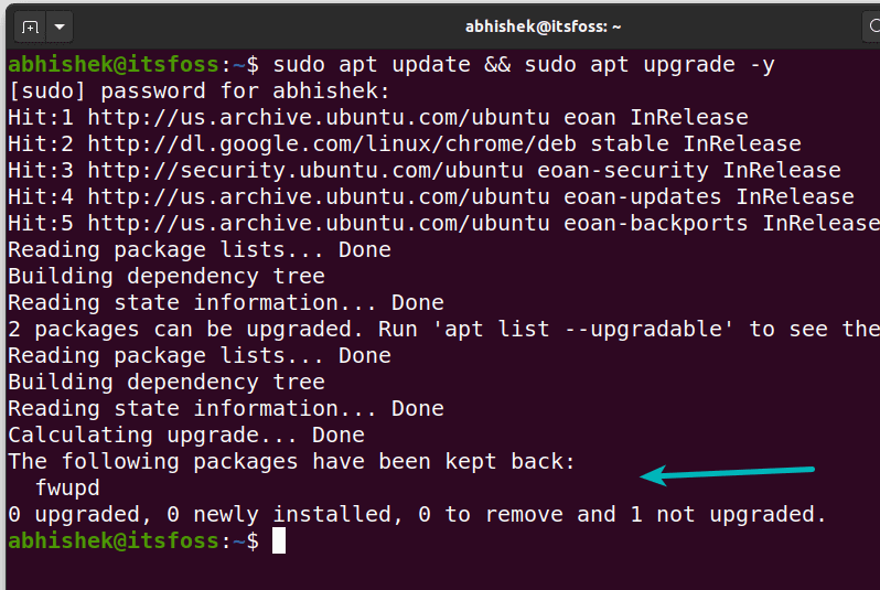 Packages Have Been Kept Back Error in Ubuntu Linux