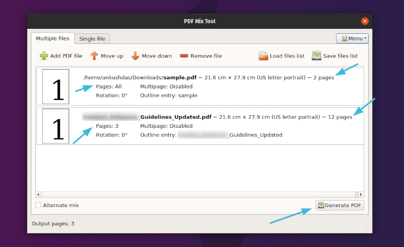 Merge two PDF files with PDF Mix Tool