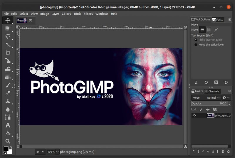 PhotoGIMP Editor Interface