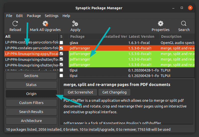 See Packages By Repositories Synaptic