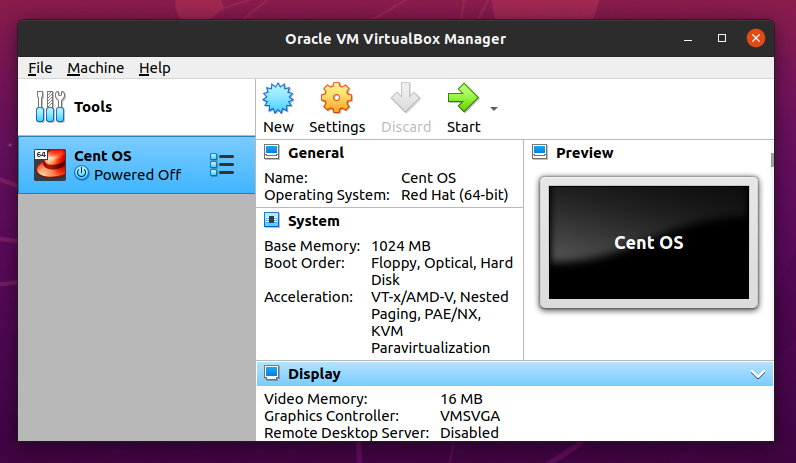 Start Virtualbox