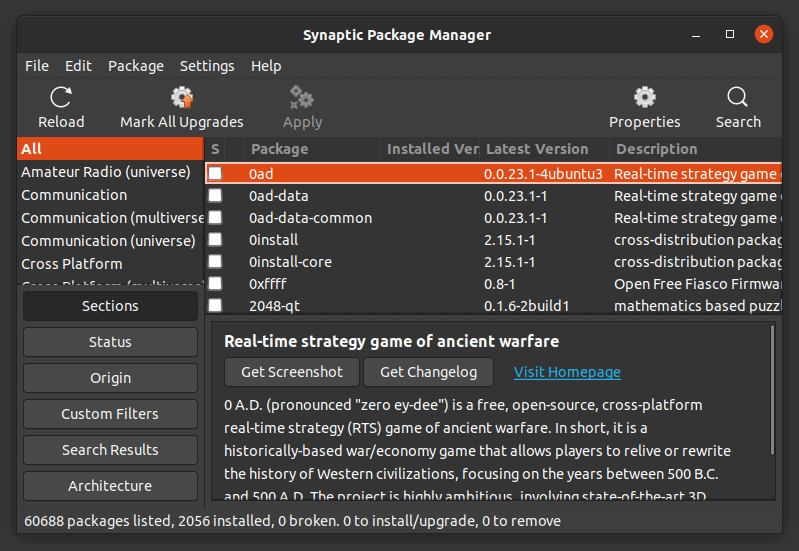 Using The Lightweight Apt Package Manager Synaptic In Ubuntu And Other