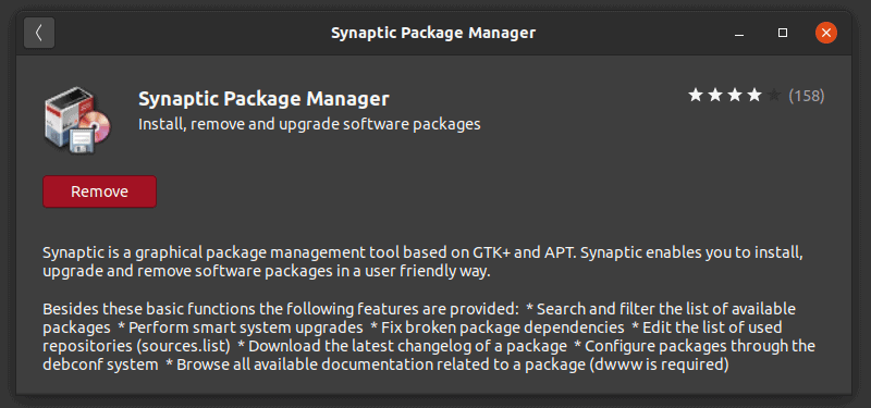 Synaptic in Ubuntu Software Center