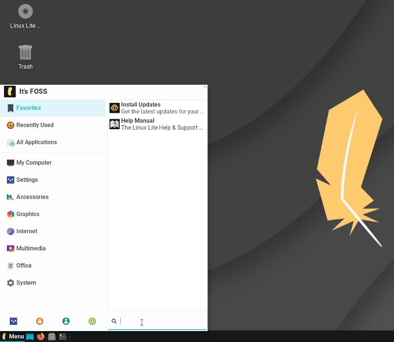 Whisker Menu Linux Lite