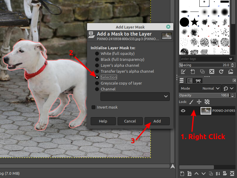 Add layer mask in GIMP