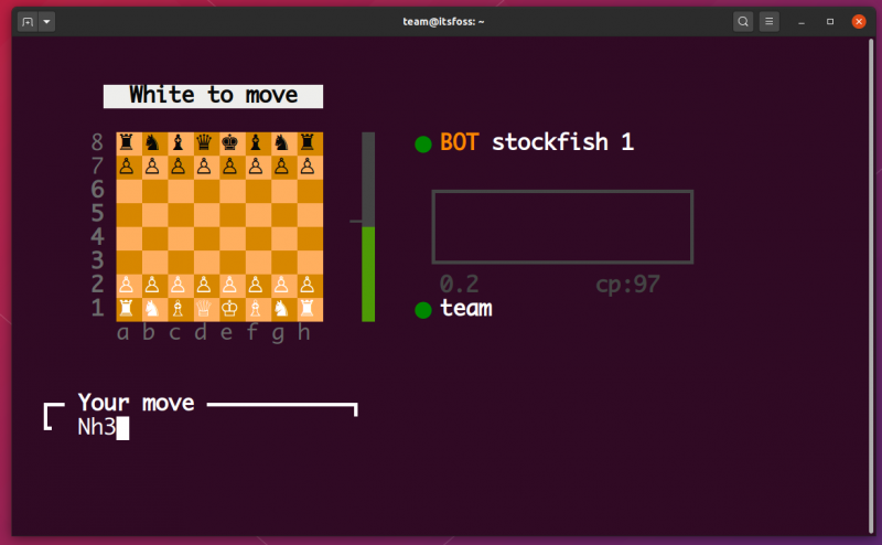 Playing chess in Linux terminal