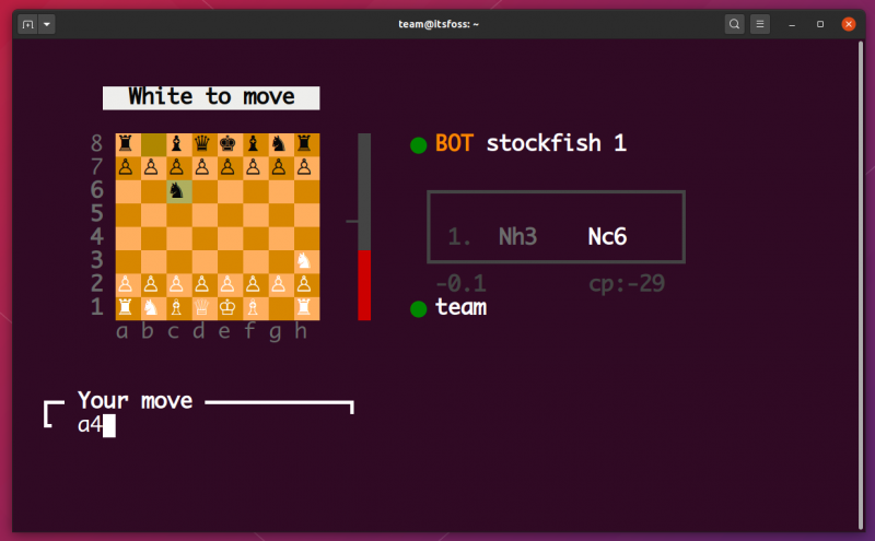 Playing chess in Linux terminal