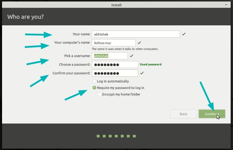 Create User While Installing Linux Mint