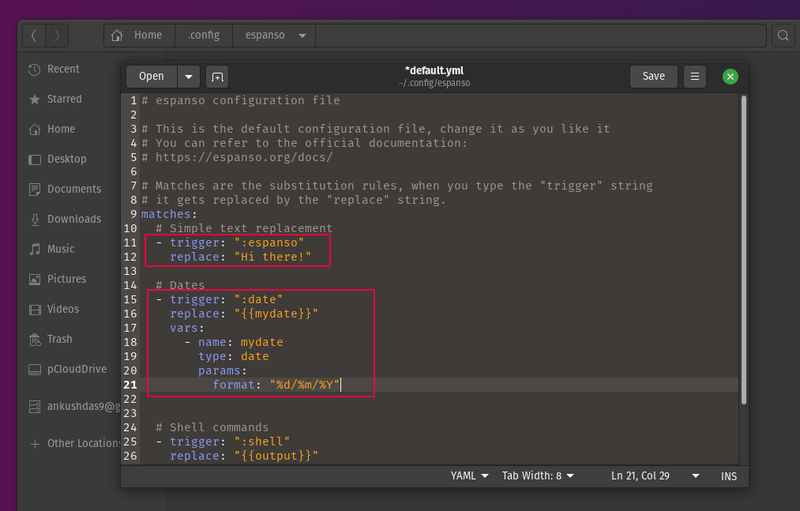 Espanso Default Config