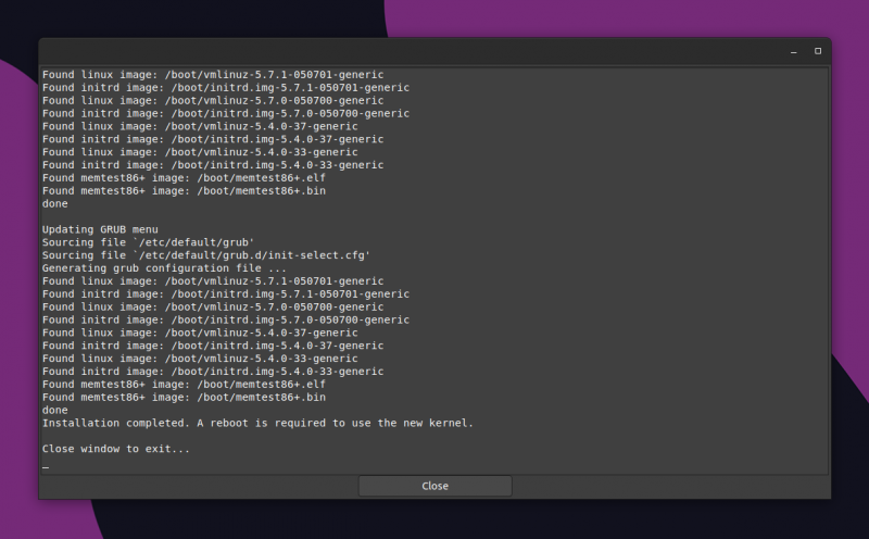 successfully installed new Linux kernel in Ubuntu using Ukuu