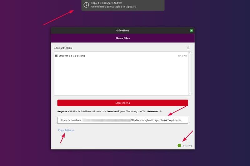 Onionshare File Shared