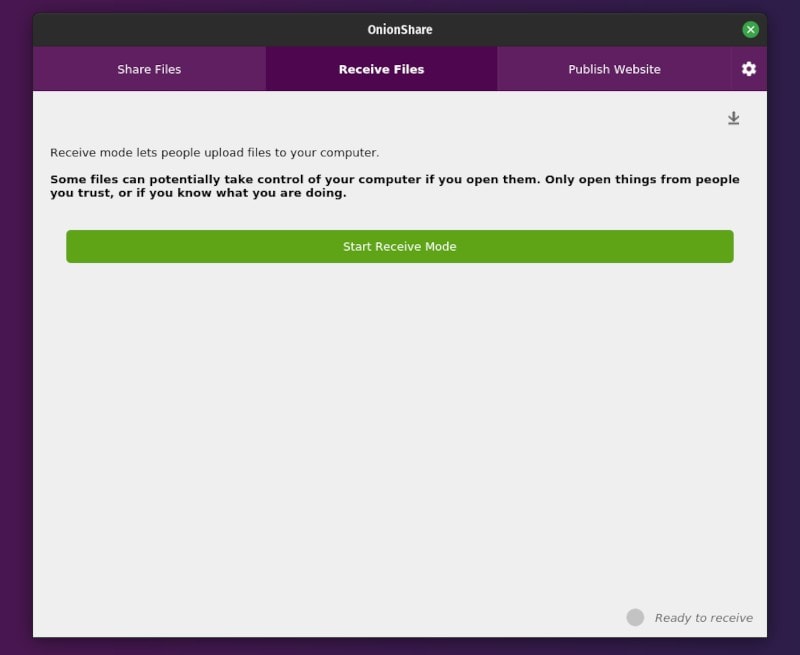 Onionshare Receive Files
