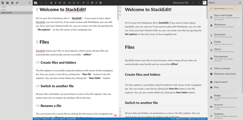 Stackedit Screenshot