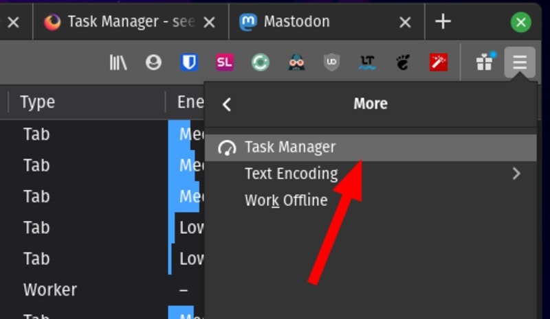 Firefox Task Manager Menu