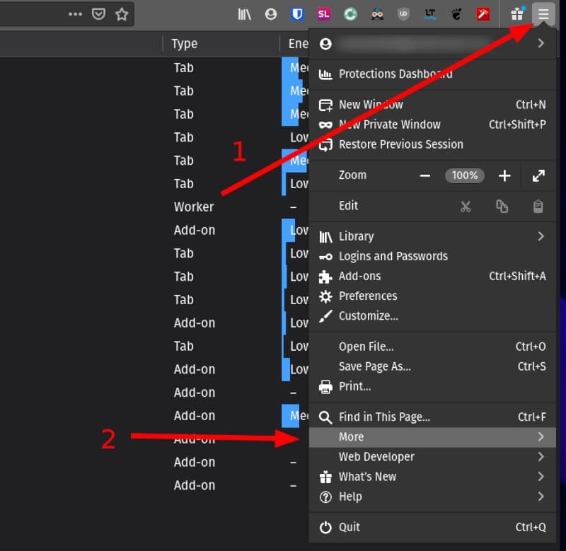 Firefox Task Manager Steps