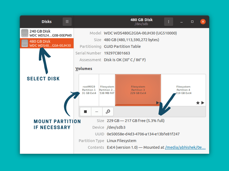 Free Disk Space Check Ubuntu Desktop