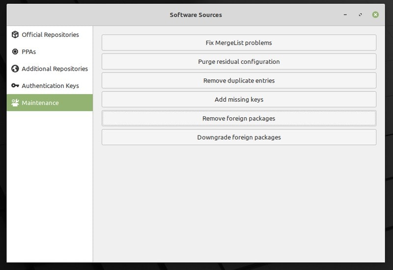 Software Sources Linux Mint